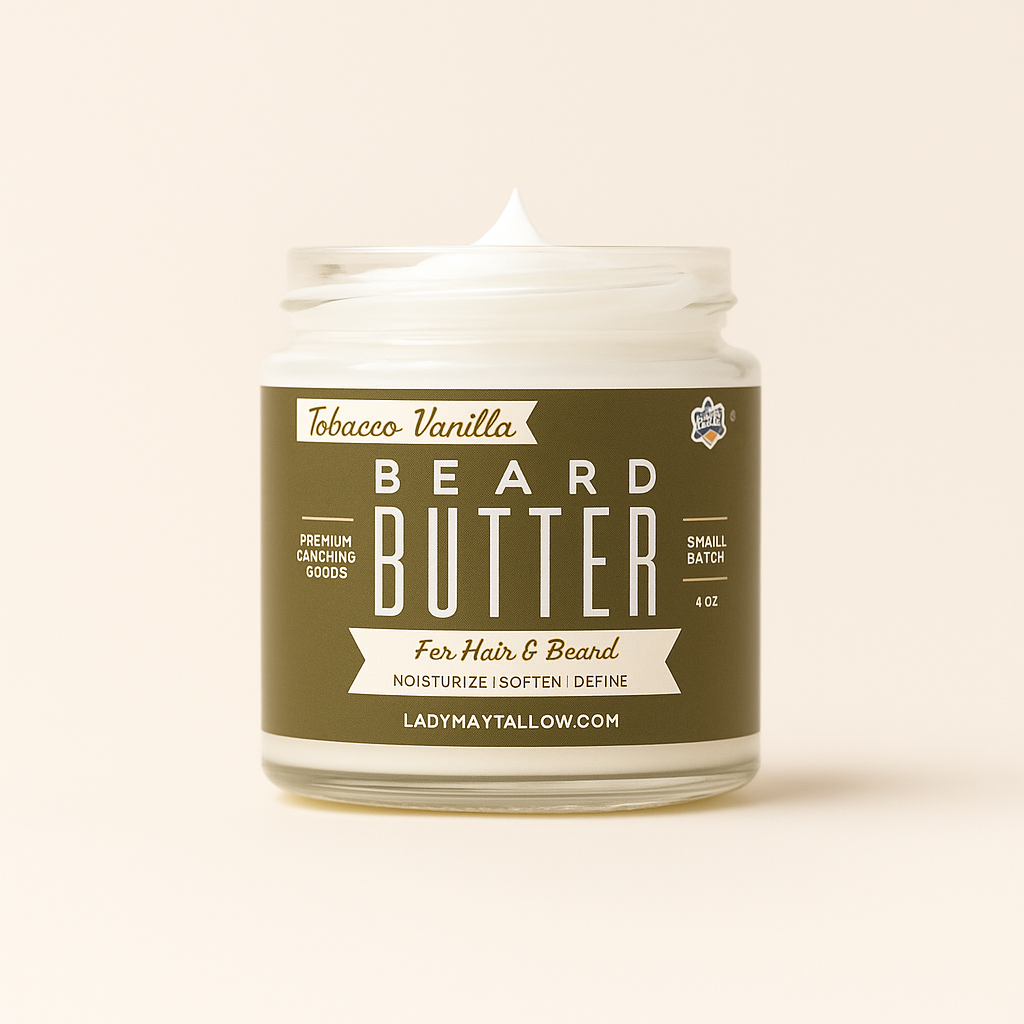 Tallow Man Tobacco Vanilla Beard Body Butter Grass Fed 9oz