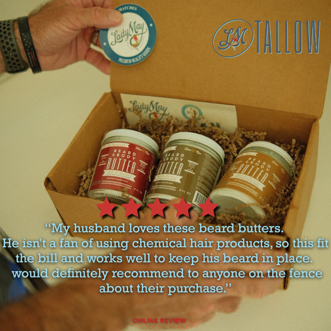 Tallow Man Tobacco Vanilla Beard Body Butter Grass Fed 9oz