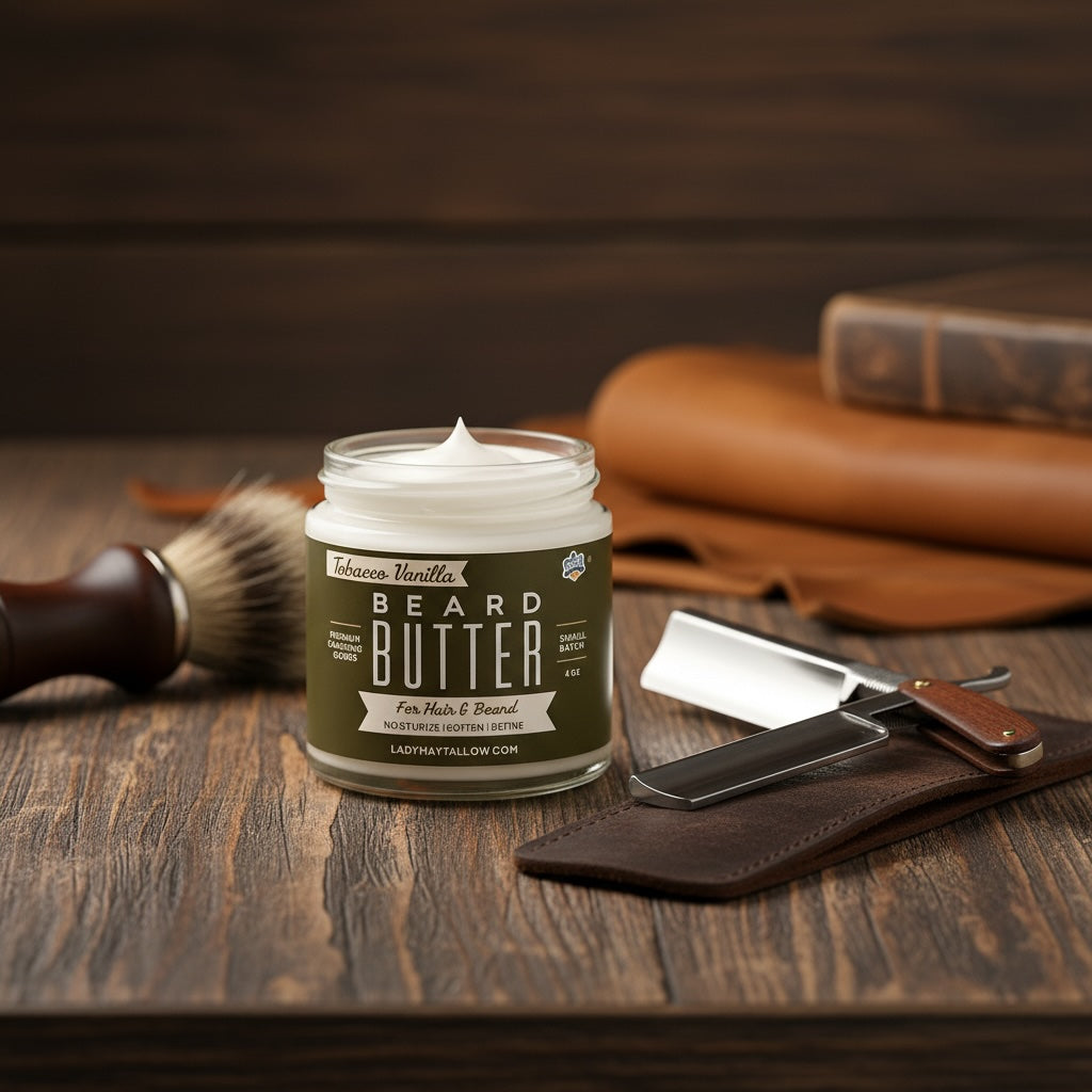 Tallow Man Tobacco Vanilla Beard Body Butter Grass Fed 9oz