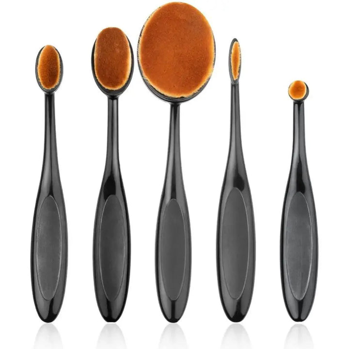 5 Piece Oval Makeup Brush Set Portable Foundation Blending Tool