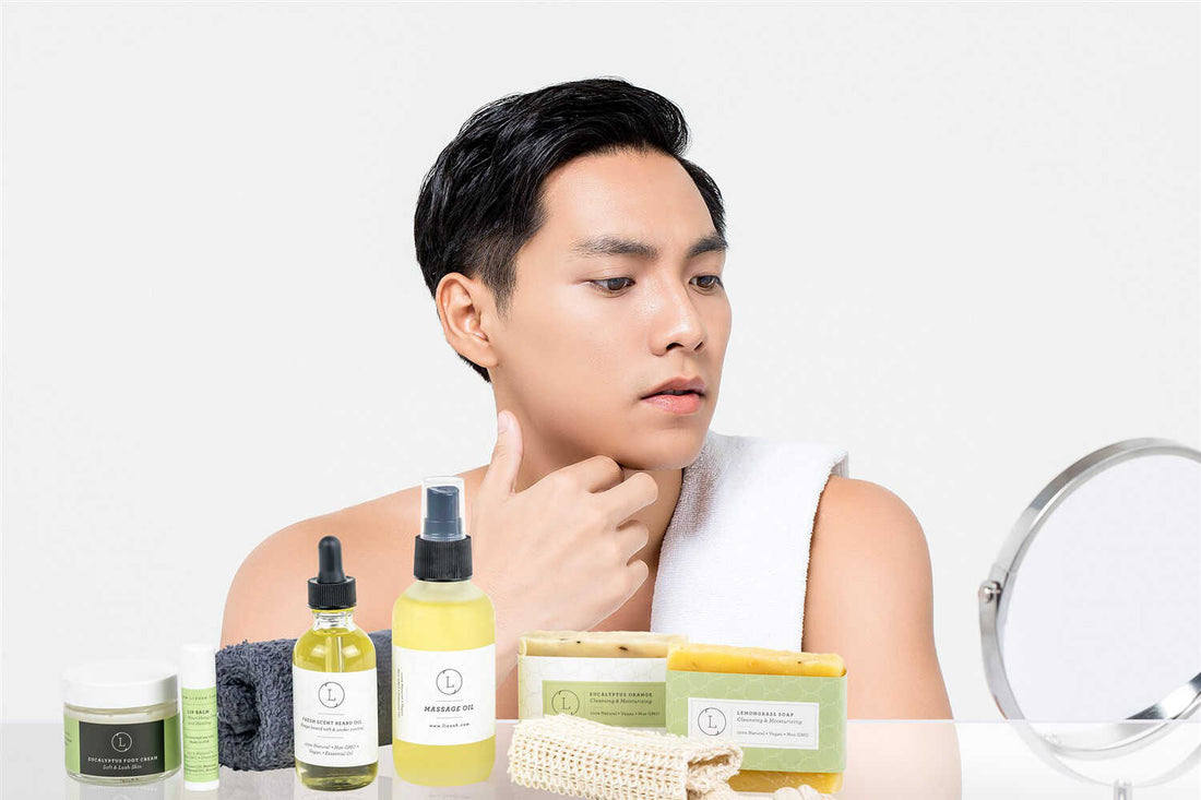 Natural Skincare Set Eucalyptus Bath Body Men Grooming Kit